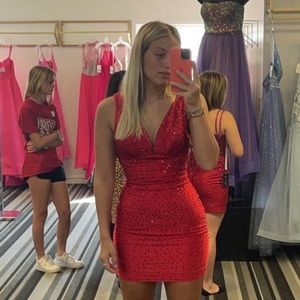 Johnathan Kayne red homecoming dress